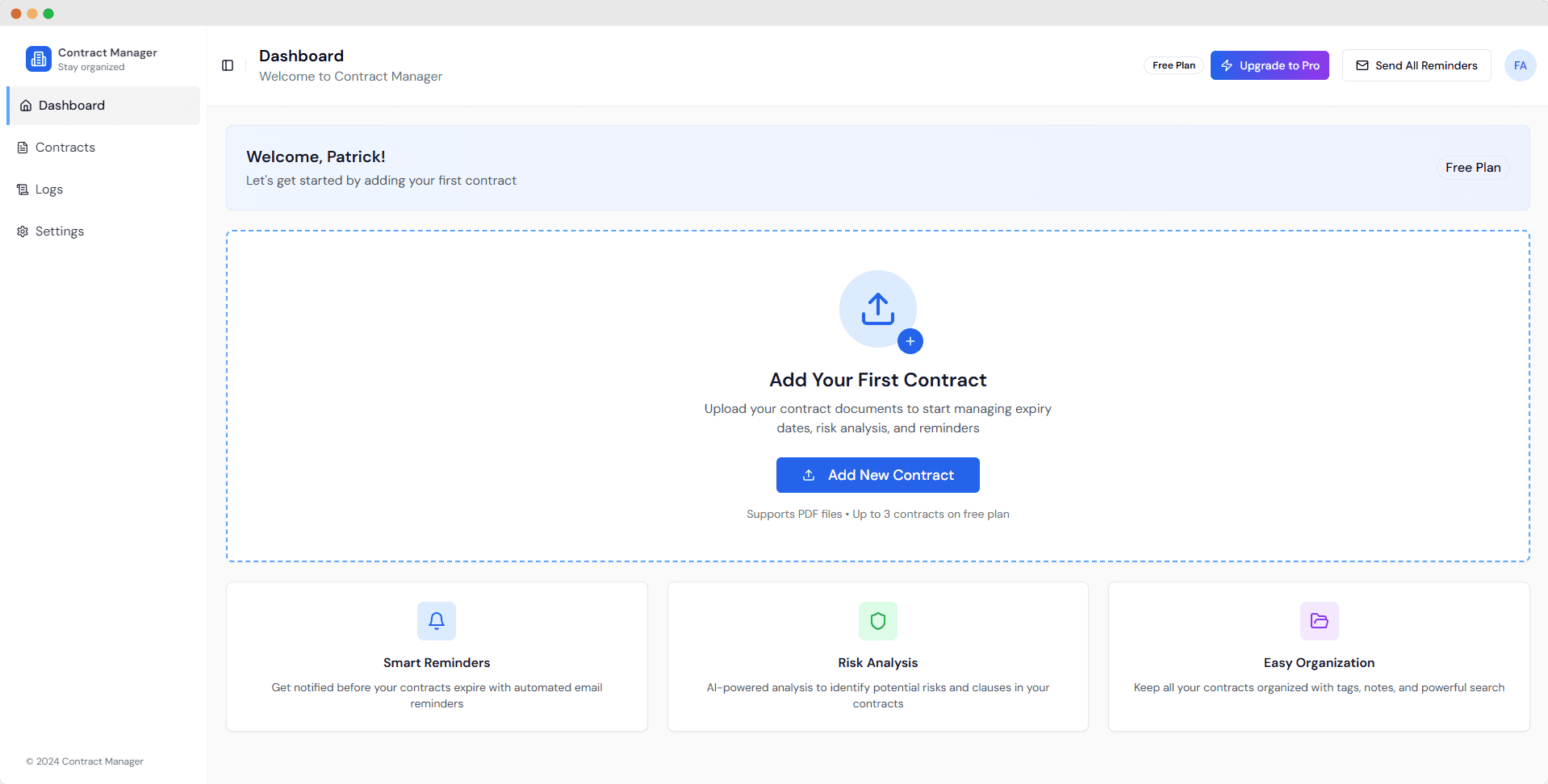 App dashboard preview